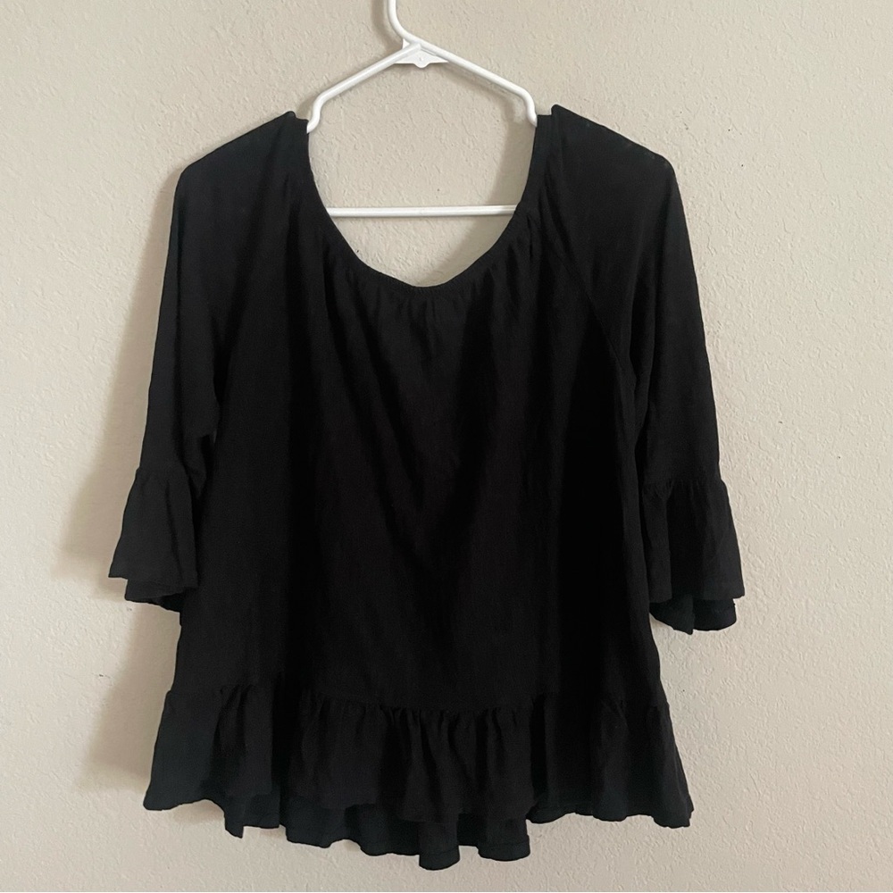 Sanctuary woman’s black boho blouse size S staple flared sleeve casual chic